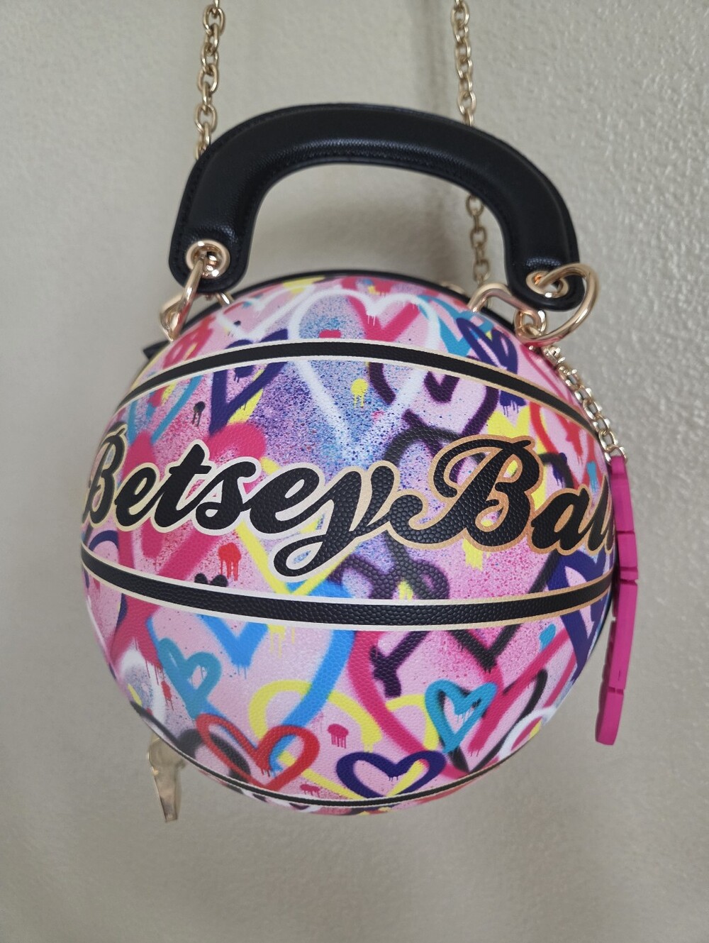 betsey johnson kitsch betsey-ball top handle crossbody basketball purse - Picture 5 of 9
